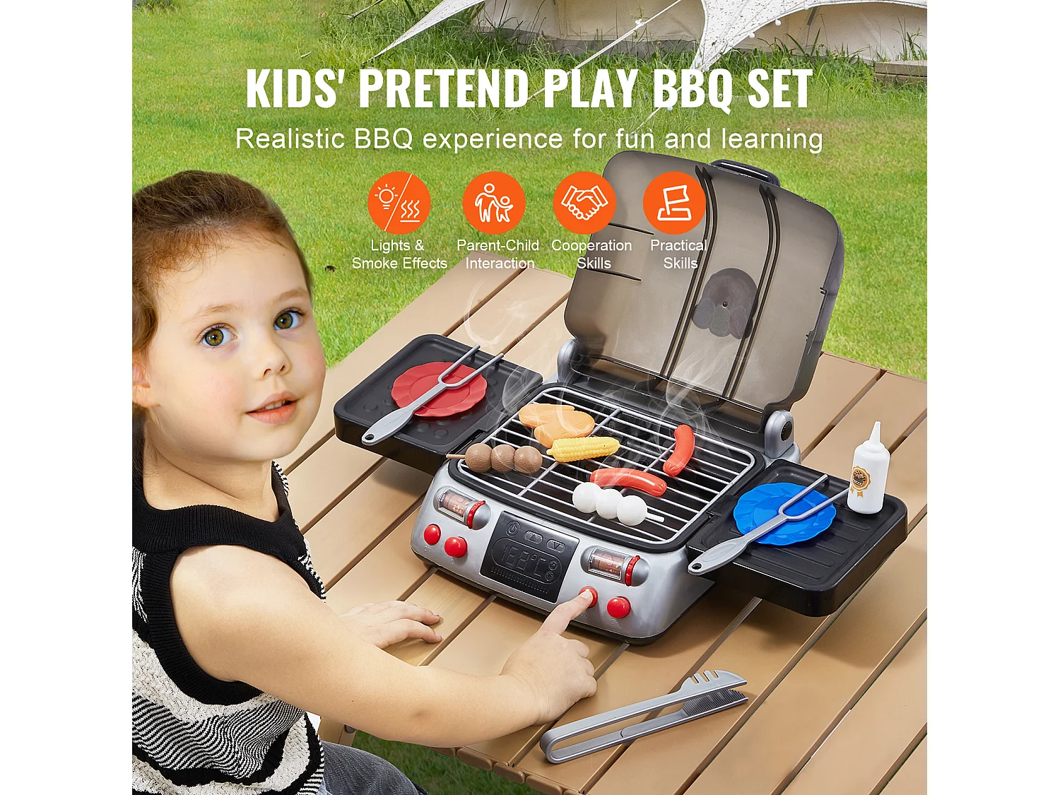 Ensemble de Jeu Barbecue pour Enfants SucceBuy 19 Pièces, pour Enfants de 3 à 8 Ans