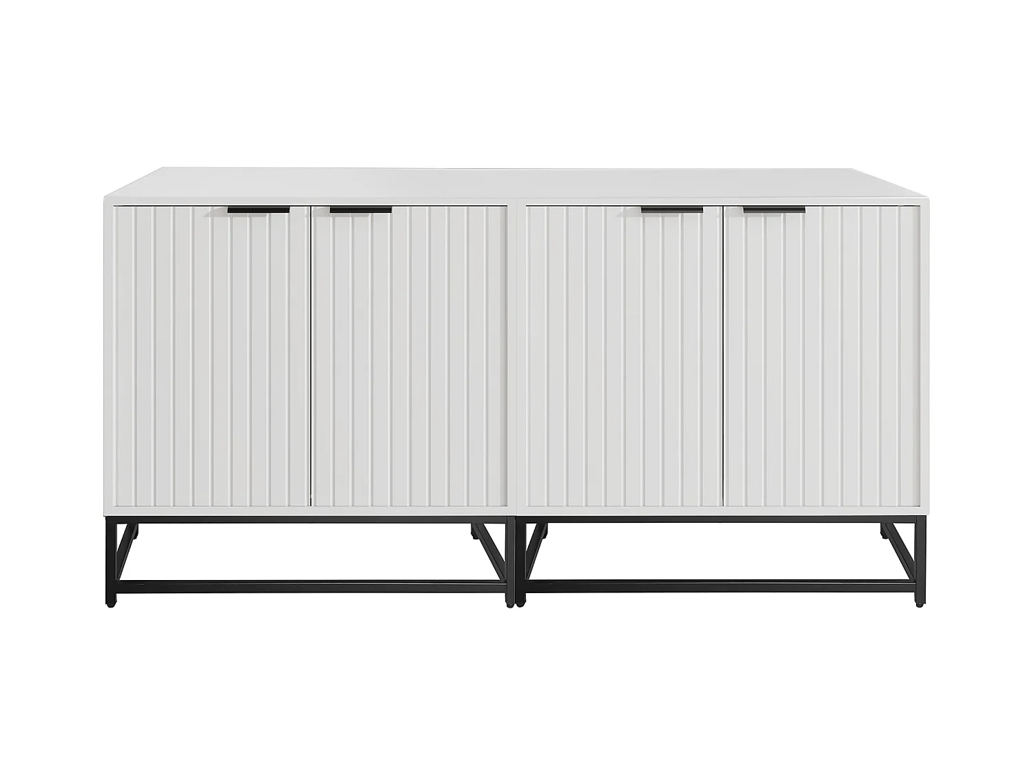 Credenza bianca - Credenza con maniglie e gambe in metallo - 4 ante termoformate - per soggiorno, ingresso e sala da pranzo