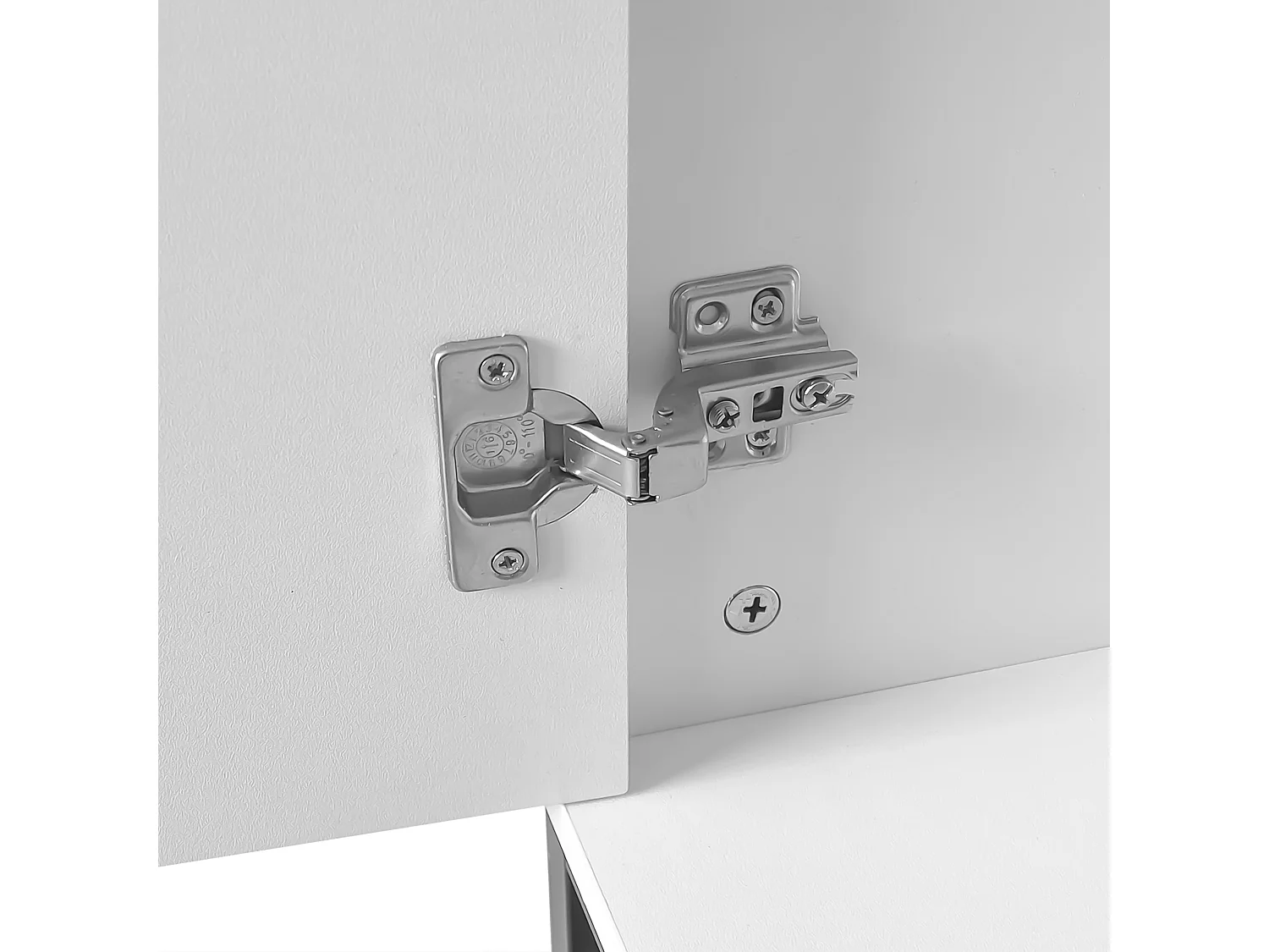 Buffet blanc - Buffet avec poignées et pieds en métal - 4 portes thermoformées - pour salons, couloirs et salles à manger