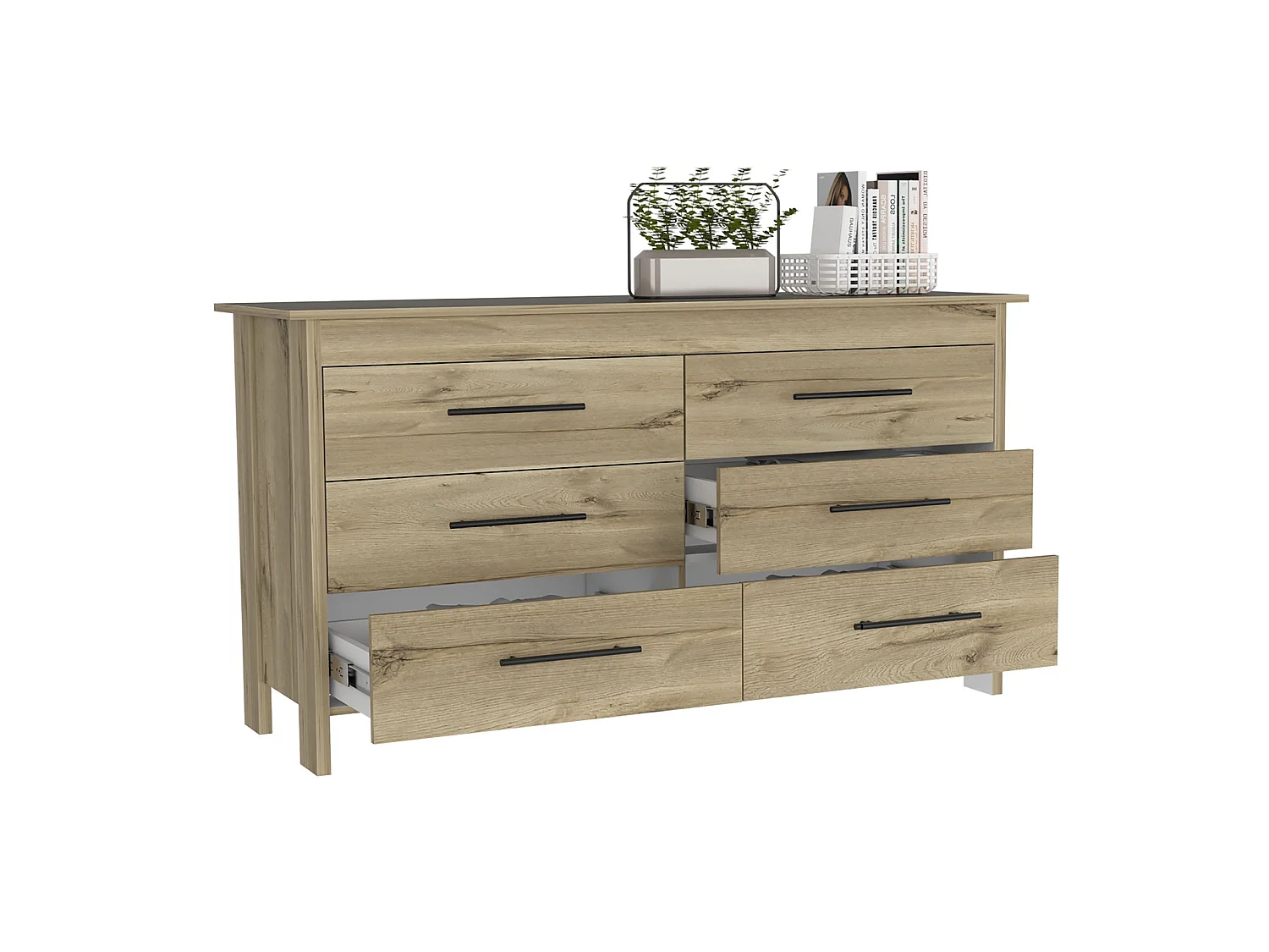 TUHOME CONCEPT Cómoda Hms de 150 cm, roble arena y blanco