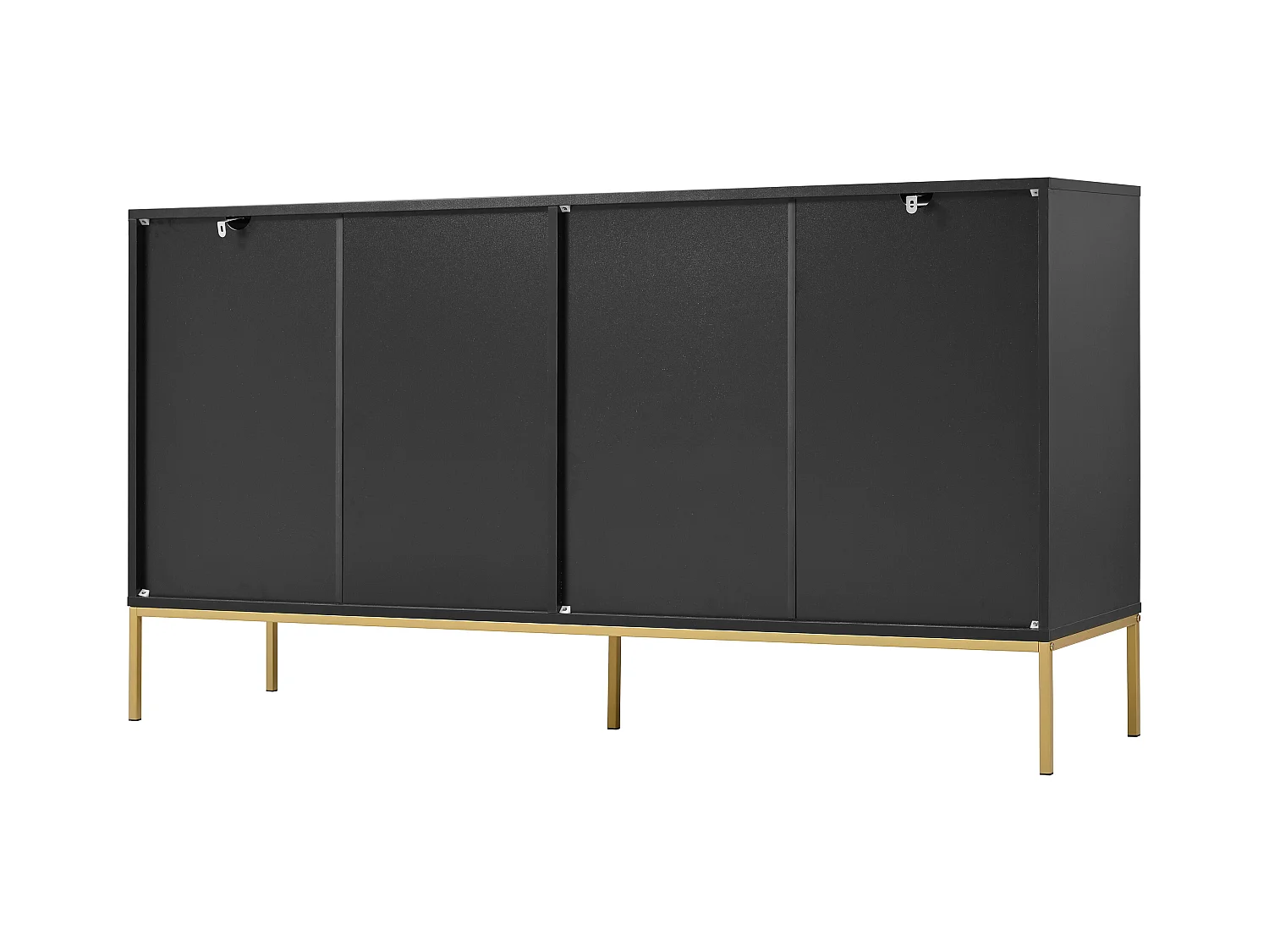 Aparador negro - Aparador con cuatro puertas y patas de metal - decoración línea metalica - para comedor, salón y dormitorio