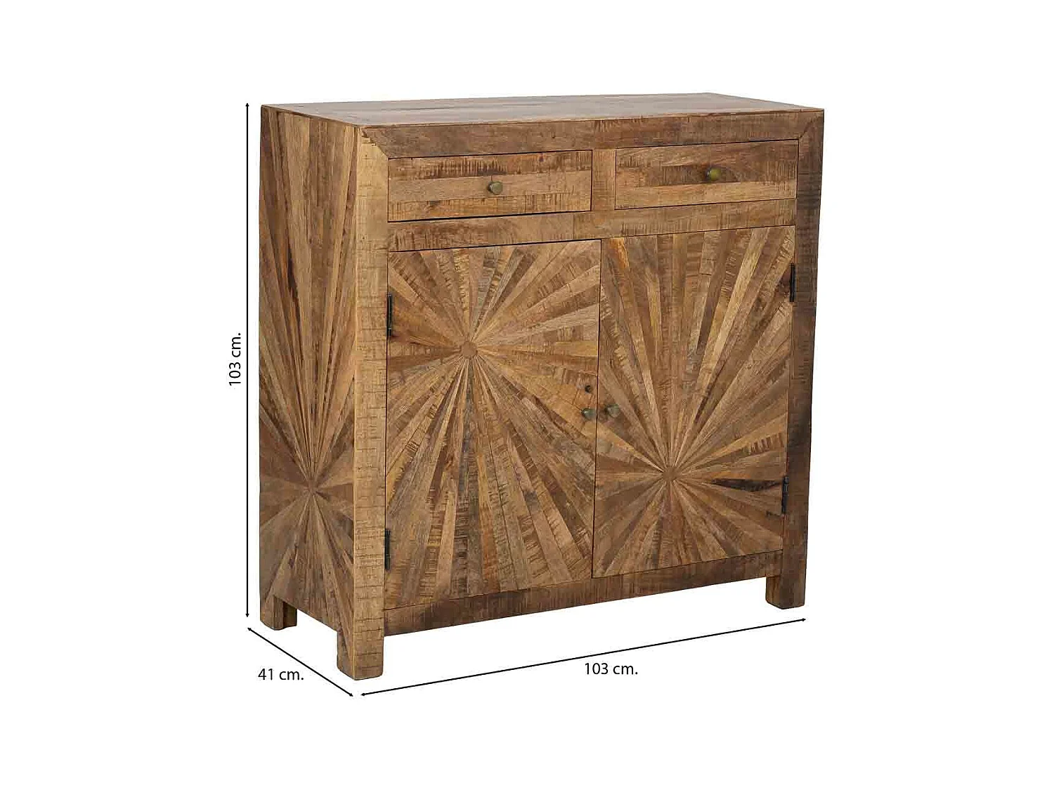 Aparador em madeira castanha, 103x41x103h cm