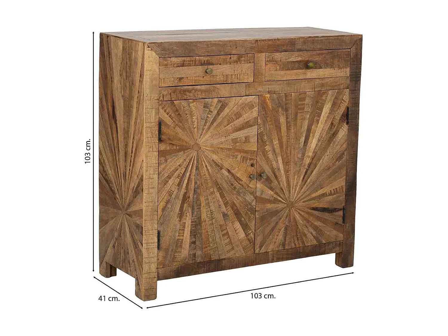 Aparador em madeira castanha, 103x41x103h cm