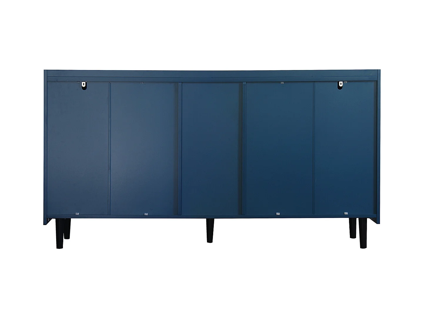 Buffet bleu 150cm - Buffet avec 2 tiroirs et 3 portes - 2 rangements ouverts - pour cuisine et salon