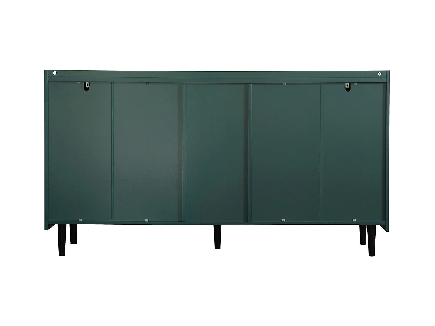 Buffet vert 150cm - Buffet avec 2 tiroirs et 3 portes - 2 rangements ouverts - pour cuisine et salon