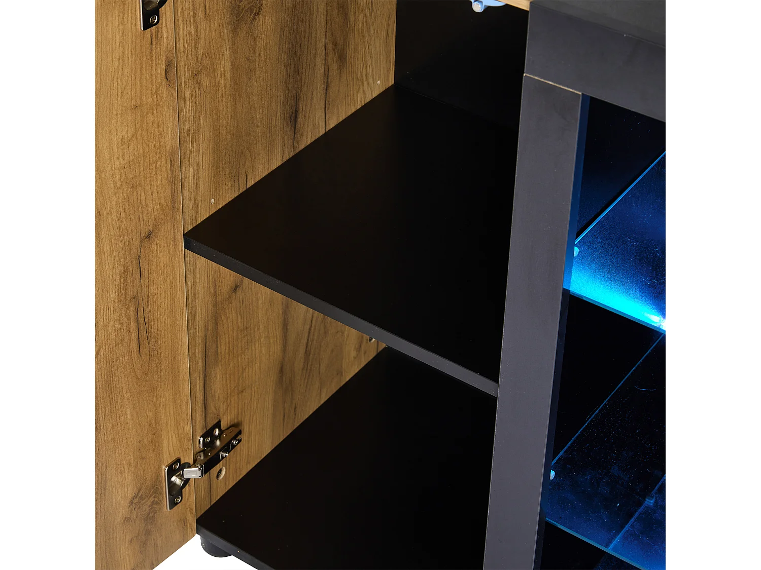 Buffet marron 140 cm - buffet avec 3 tiroirs et 1 porte - éclairage LED - pour salle à manger et salon