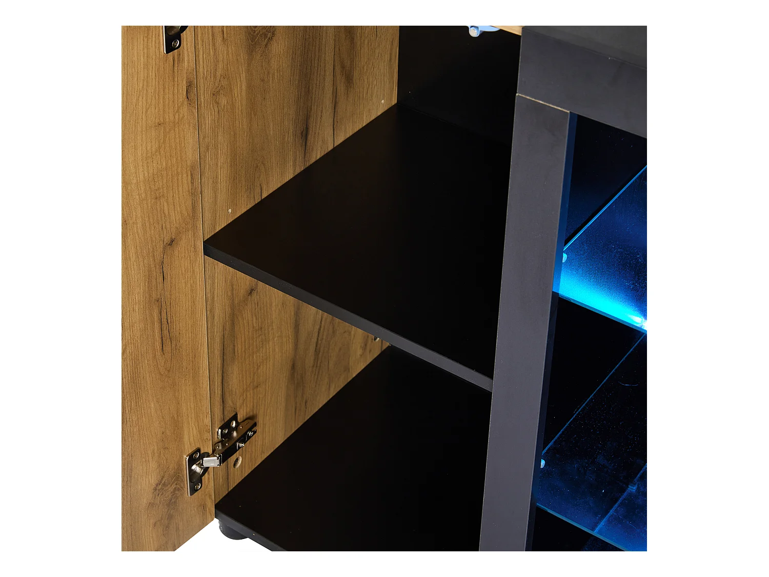 Aparador marrón 140 cm - aparador con 3 cajones y 1 puerta - iluminación LED - para comedor y salón