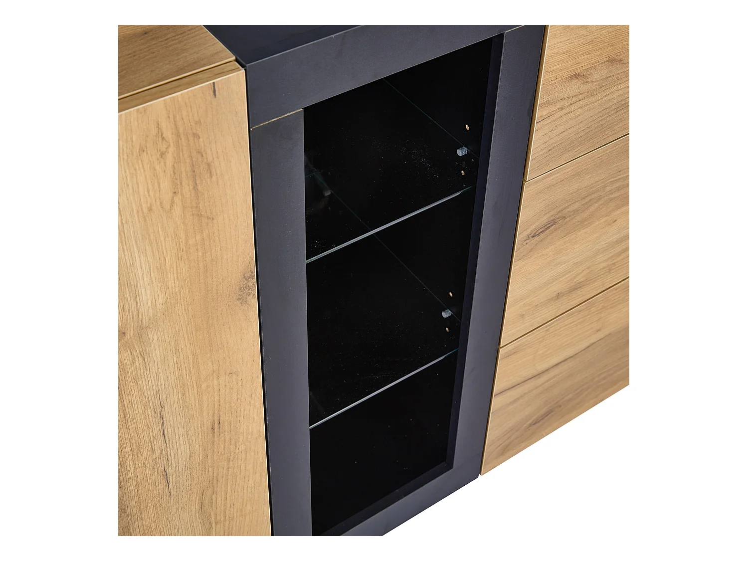 Aparador marrón 140 cm - aparador con 3 cajones y 1 puerta - iluminación LED - para comedor y salón