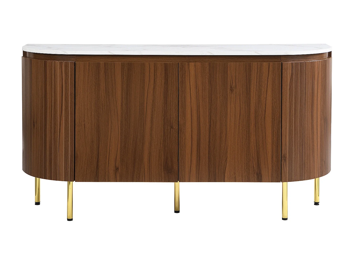 Aparador arqueado 145x43x78cm - Aparador con estantes regulables y 4 puertas - para salón y comedor - nogal