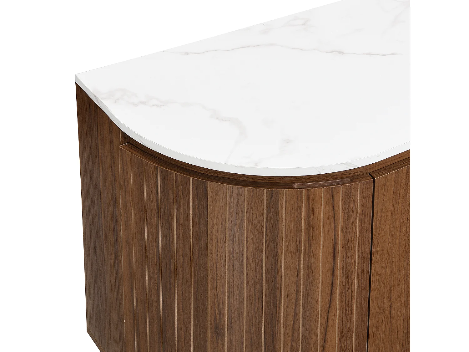 Aparador arqueado 145x43x78cm - Aparador con estantes regulables y 4 puertas - para salón y comedor - nogal