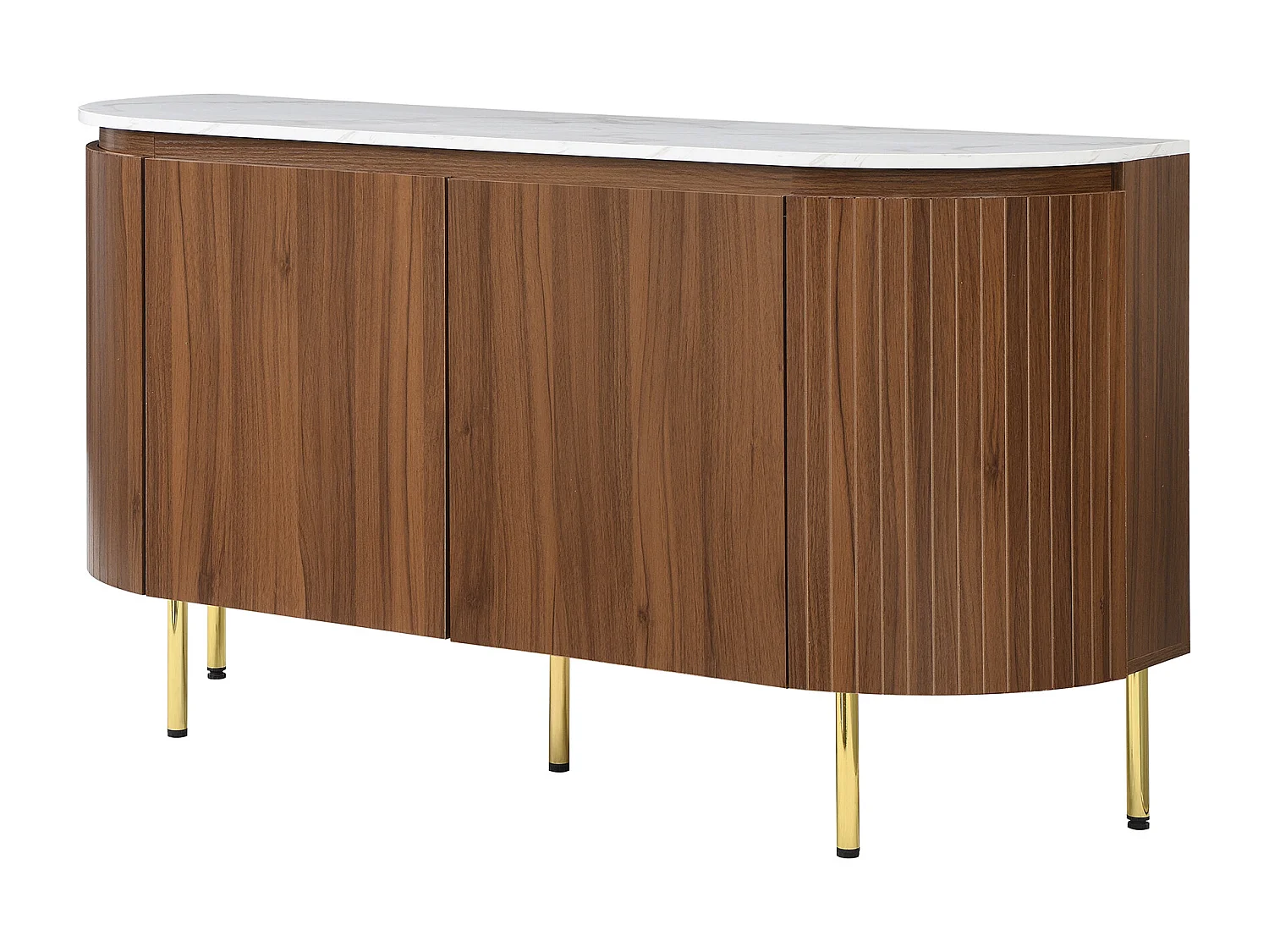 Aparador arqueado 145x43x78cm - Aparador con estantes regulables y 4 puertas - para salón y comedor - nogal