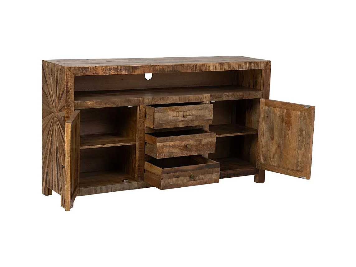 Aparador em madeira castanha, 165x41x94h cm