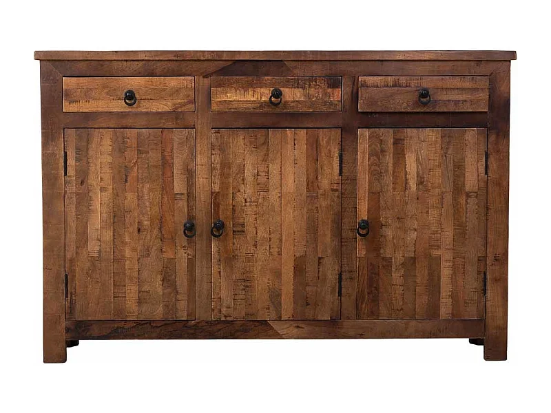 Buffet en bois marron, 155x36x102h cm