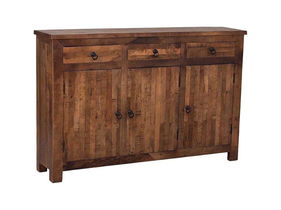 Buffet en bois marron, 155x36x102h cm