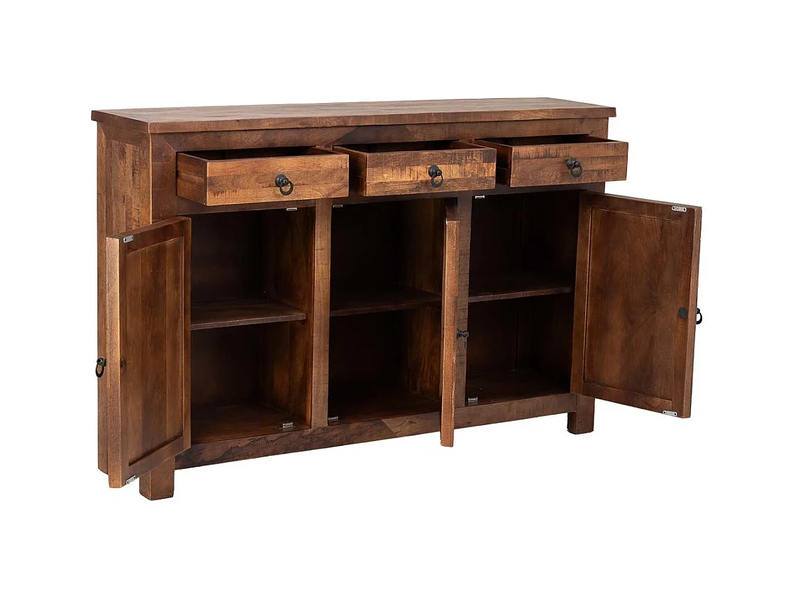 Buffet en bois marron, 155x36x102h cm