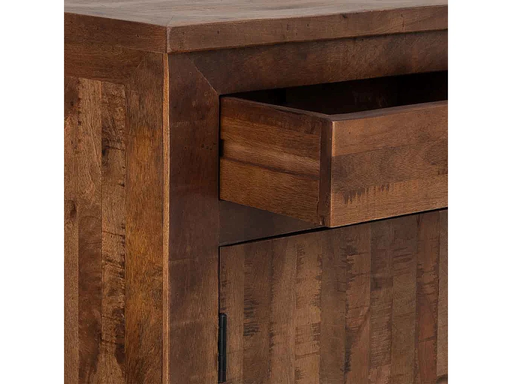 Buffet en bois marron, 155x36x102h cm