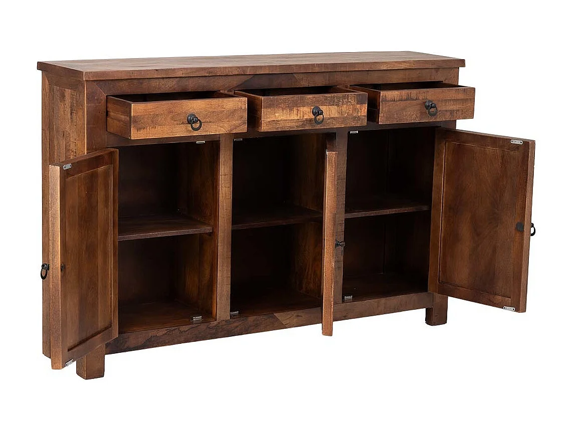 Aparador em madeira castanha, 155x36x102h cm