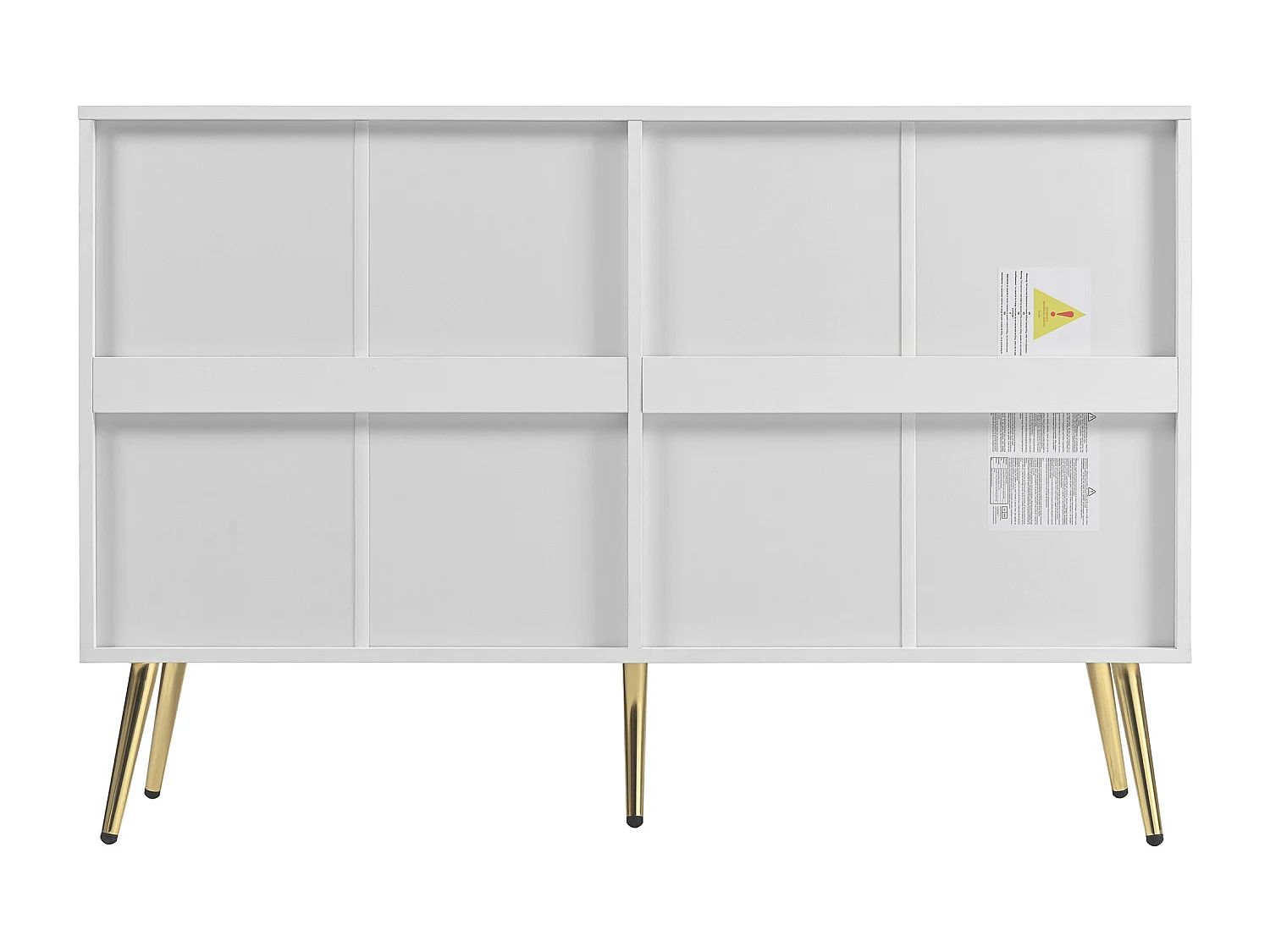 URBAN MEUBLE Buffet 6 tiroirs blanc avec motifs géométriques et pieds dorés