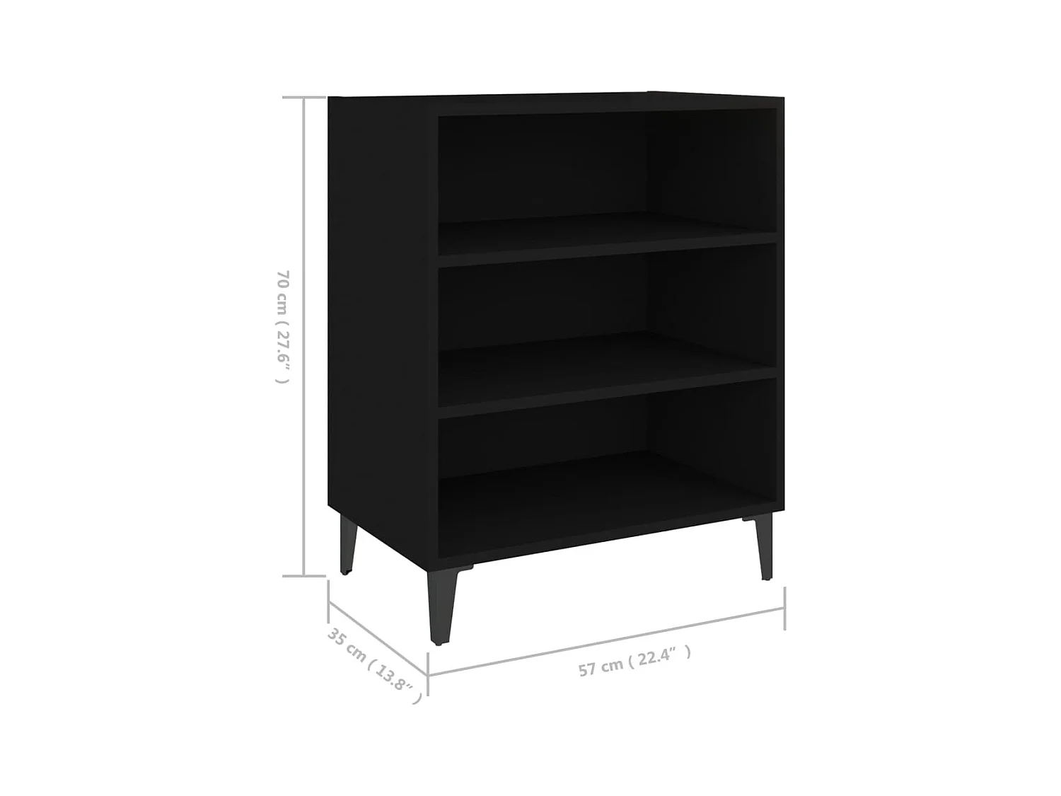 Buffet noir 57x35x70 cm bois d’ingénierie