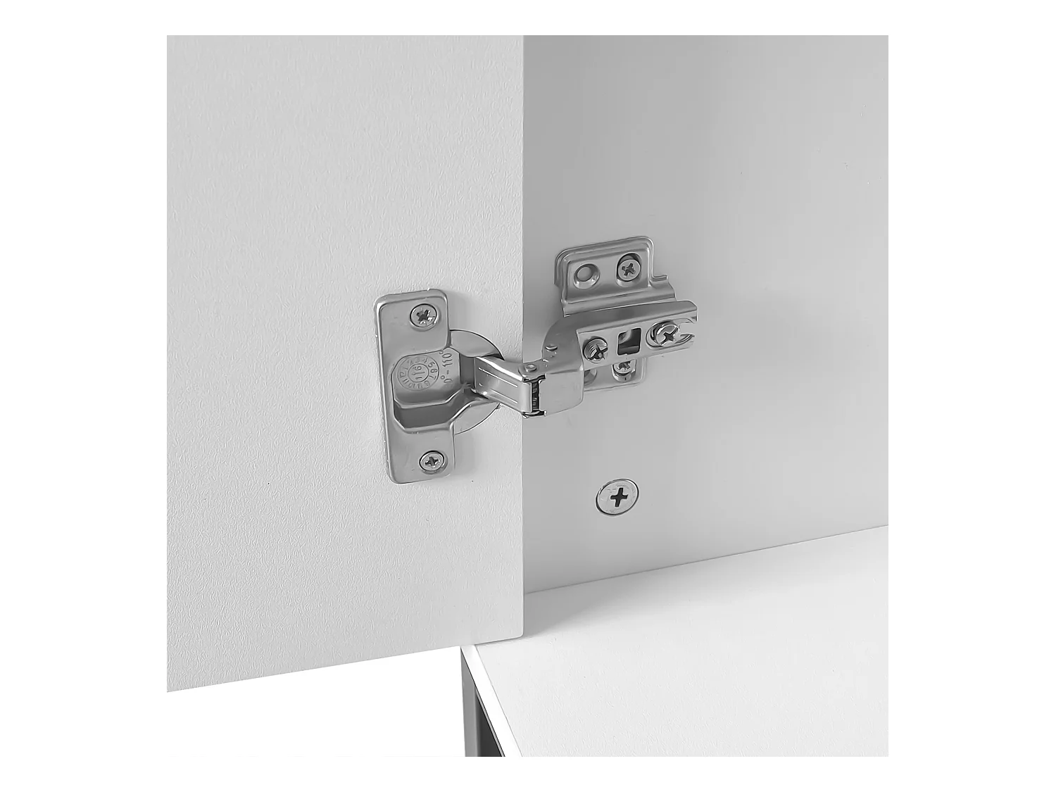 Buffet blanc - Buffet avec poignées et pieds en métal - 2 portes thermoformées - pour salons, couloirs et salles à manger