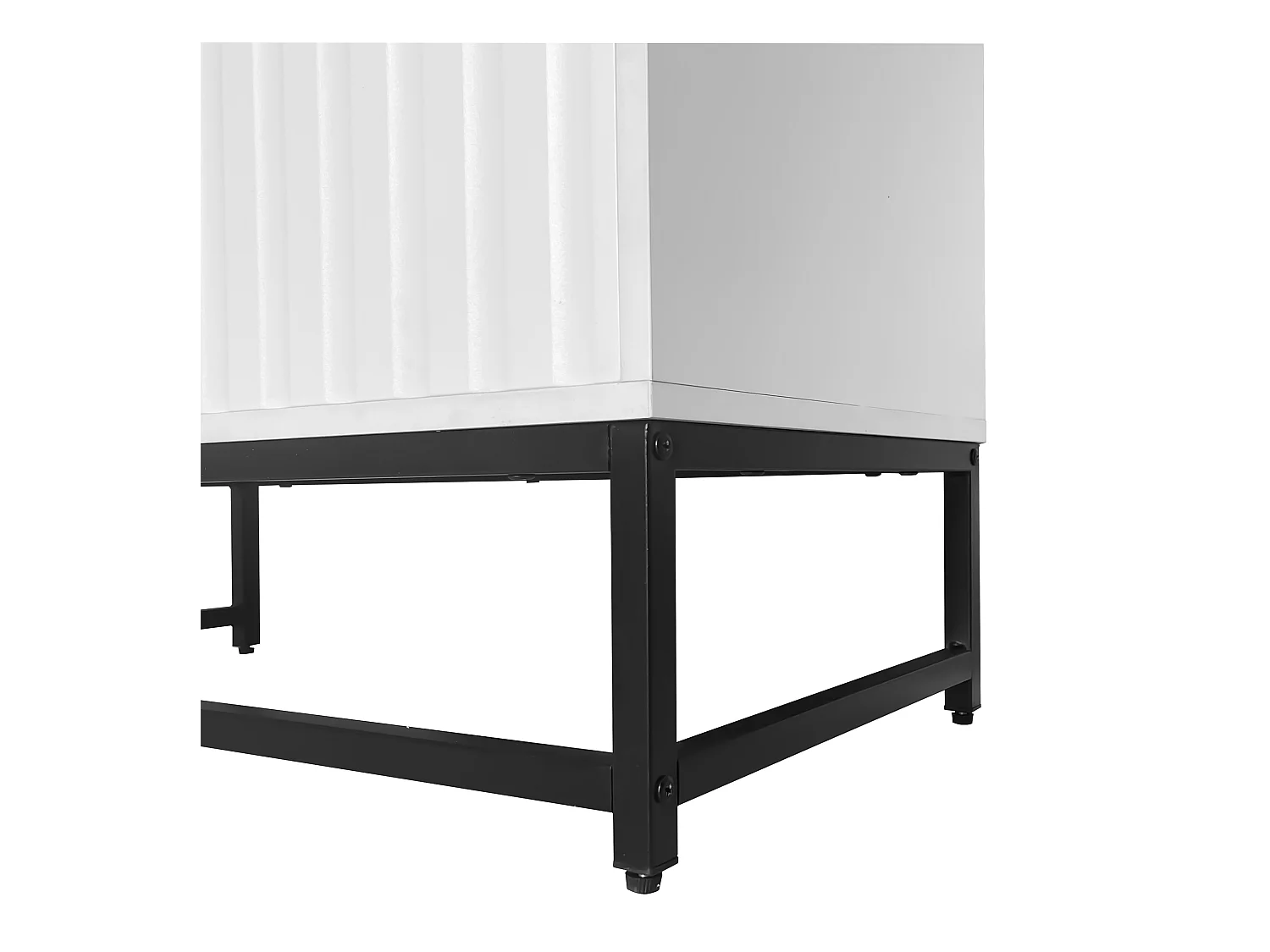 Buffet blanc - Buffet avec poignées et pieds en métal - 2 portes thermoformées - pour salons, couloirs et salles à manger