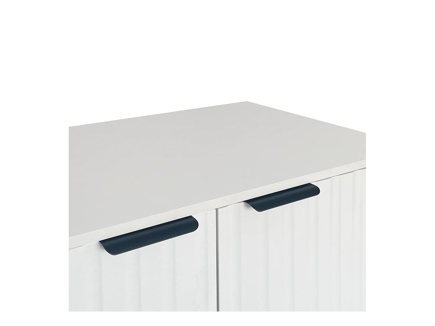 Buffet blanc - Buffet avec poignées et pieds en métal - 2 portes thermoformées - pour salons, couloirs et salles à manger