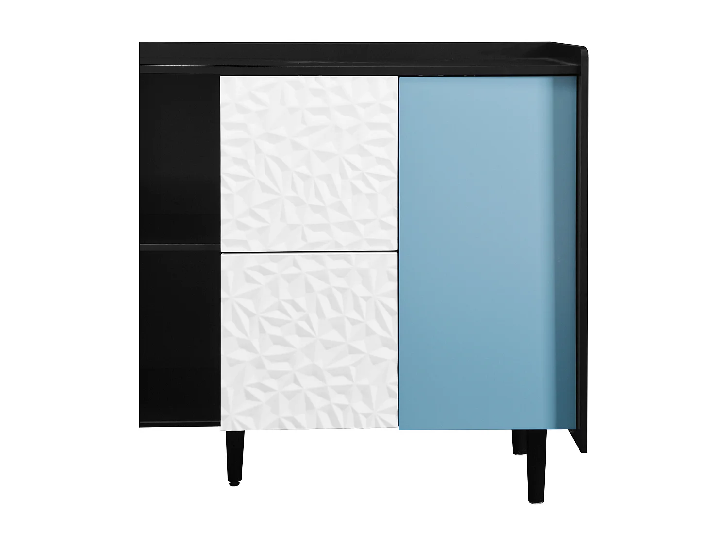 Credenza nera - Credenza con 2 cassetti e 2 ante - 2 vani portaoggetti aperti - per sala da pranzo e soggiorno