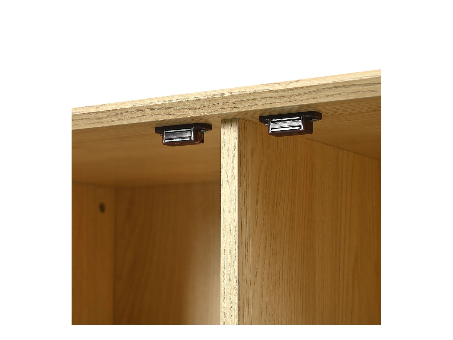 Credenza in rattan - Credenza in rovere con 1 cassetto e 2 ante - ripiani regolabili - gambe in legno