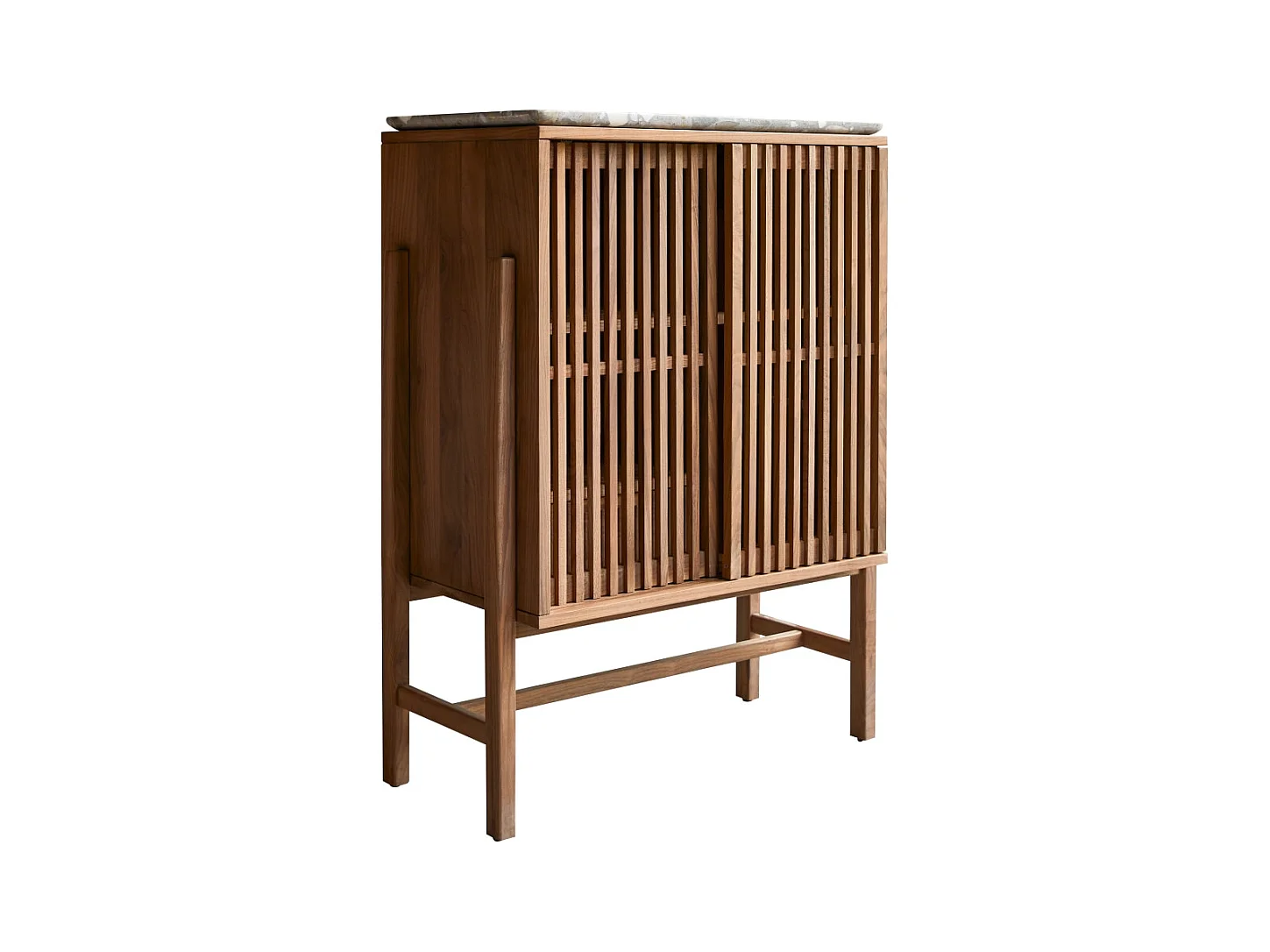 Anrichte Isaure aus massivem Nussbaumholz und Premium-Terrazzo 80 cm