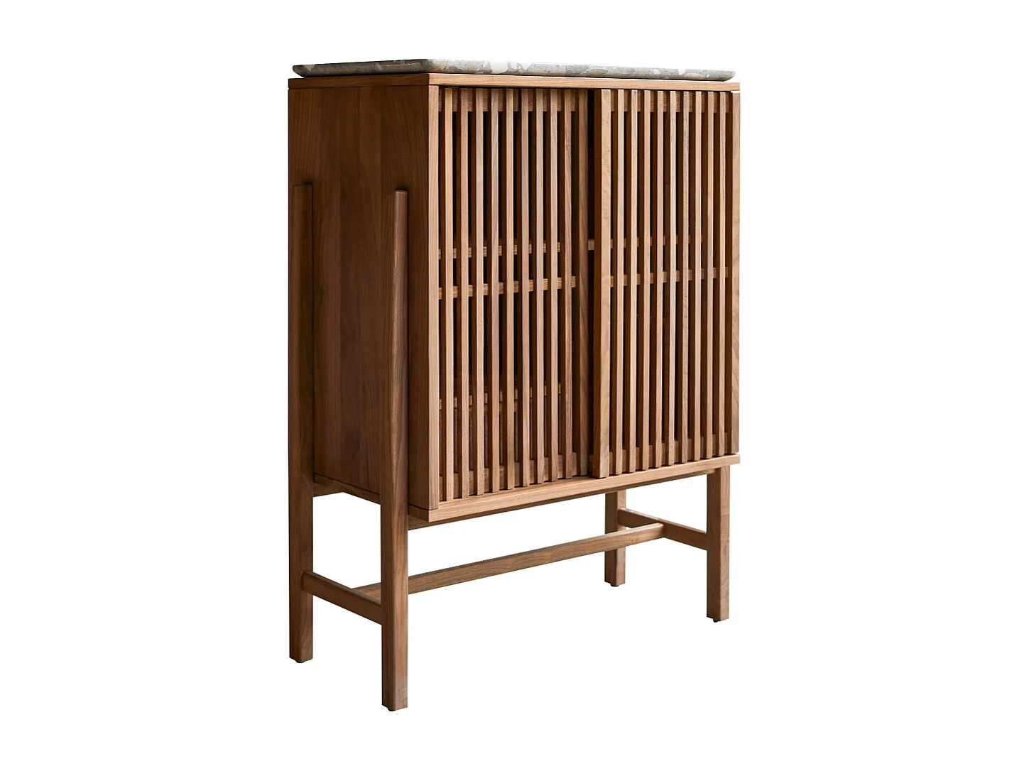 Bahut Isaure en bois de noyer massif et terrazzo premium 80 cm