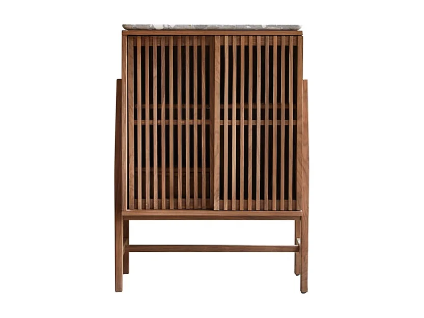 Anrichte Isaure aus massivem Nussbaumholz und Premium-Terrazzo 80 cm