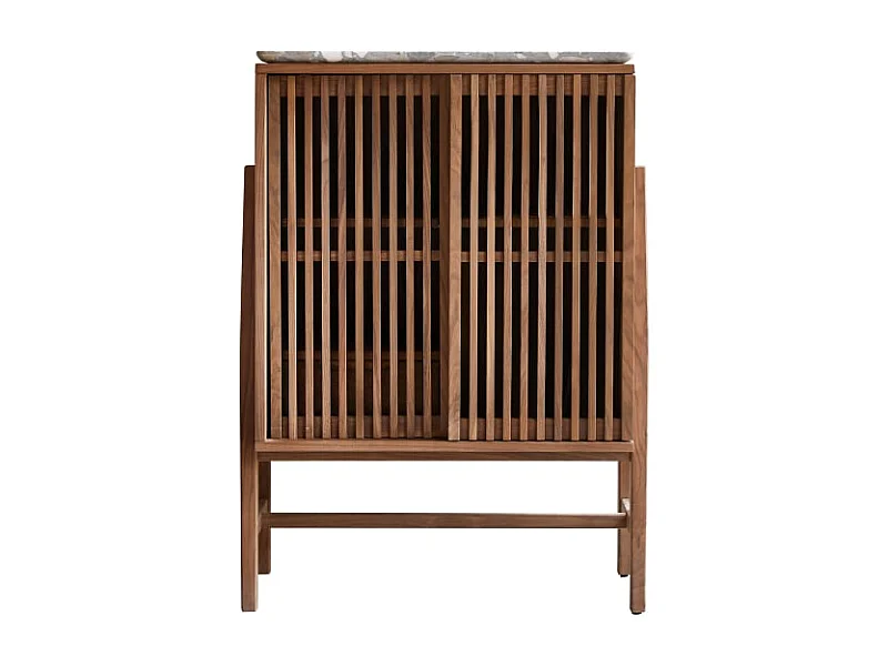 Bahut Isaure en bois de noyer massif et terrazzo premium 80 cm