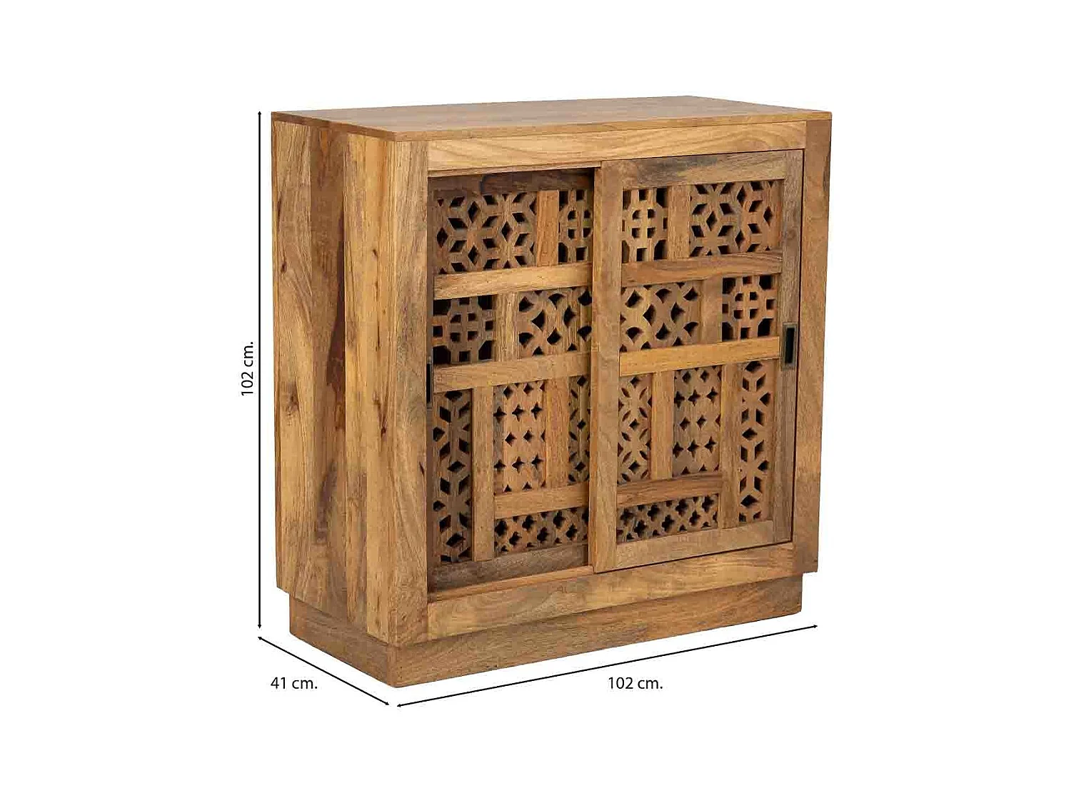 Aparador em madeira de manga natural, 102x41x102h cm