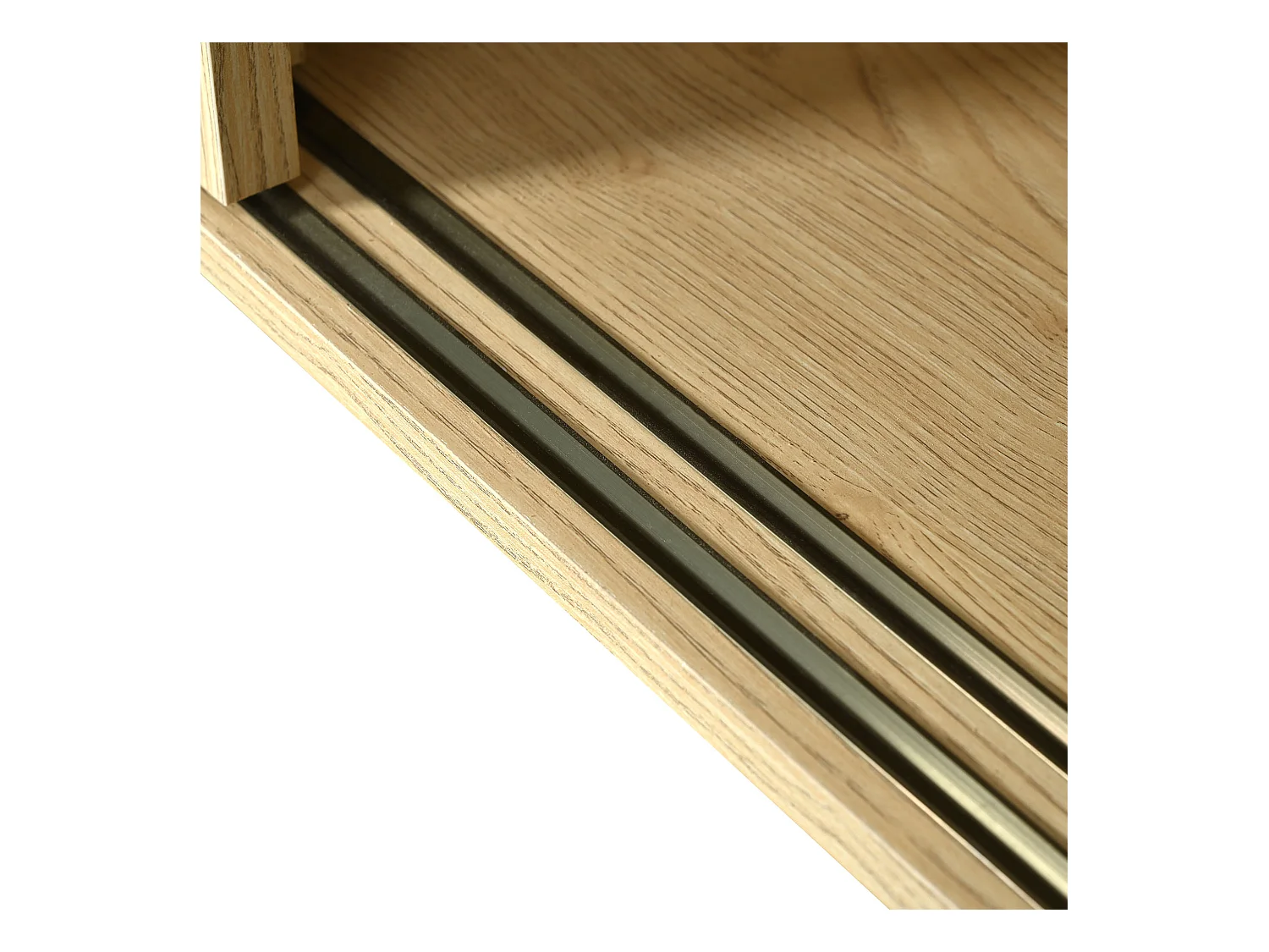 Aparador de ratán - Aparador de roble con 3 cajones y 3 puertas correderas - tiradores de metal - patas de madera