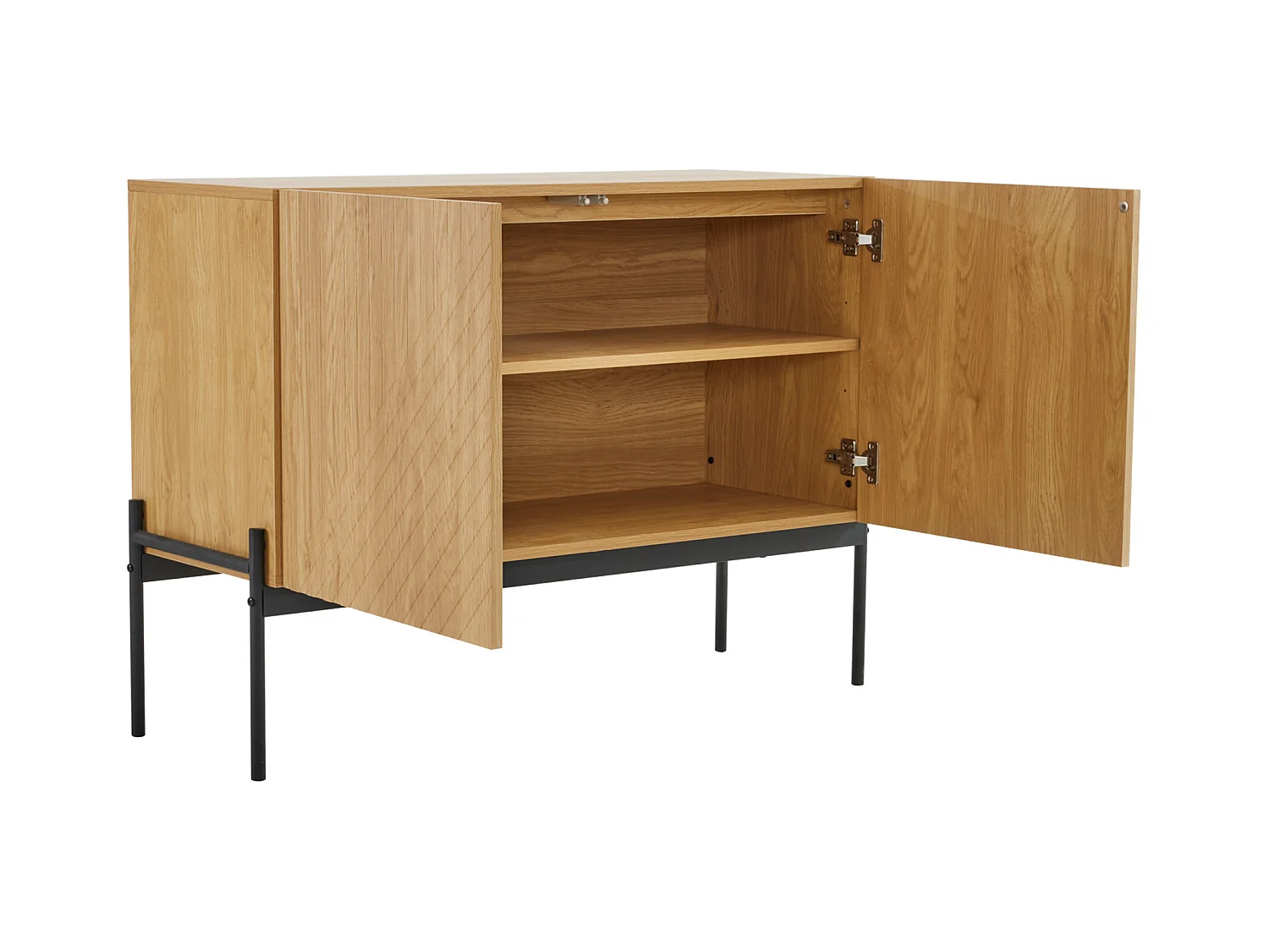 Aparador rectangular natural 100 cm - Aparador con 2 puertas y patas de metal - para comedor y salón