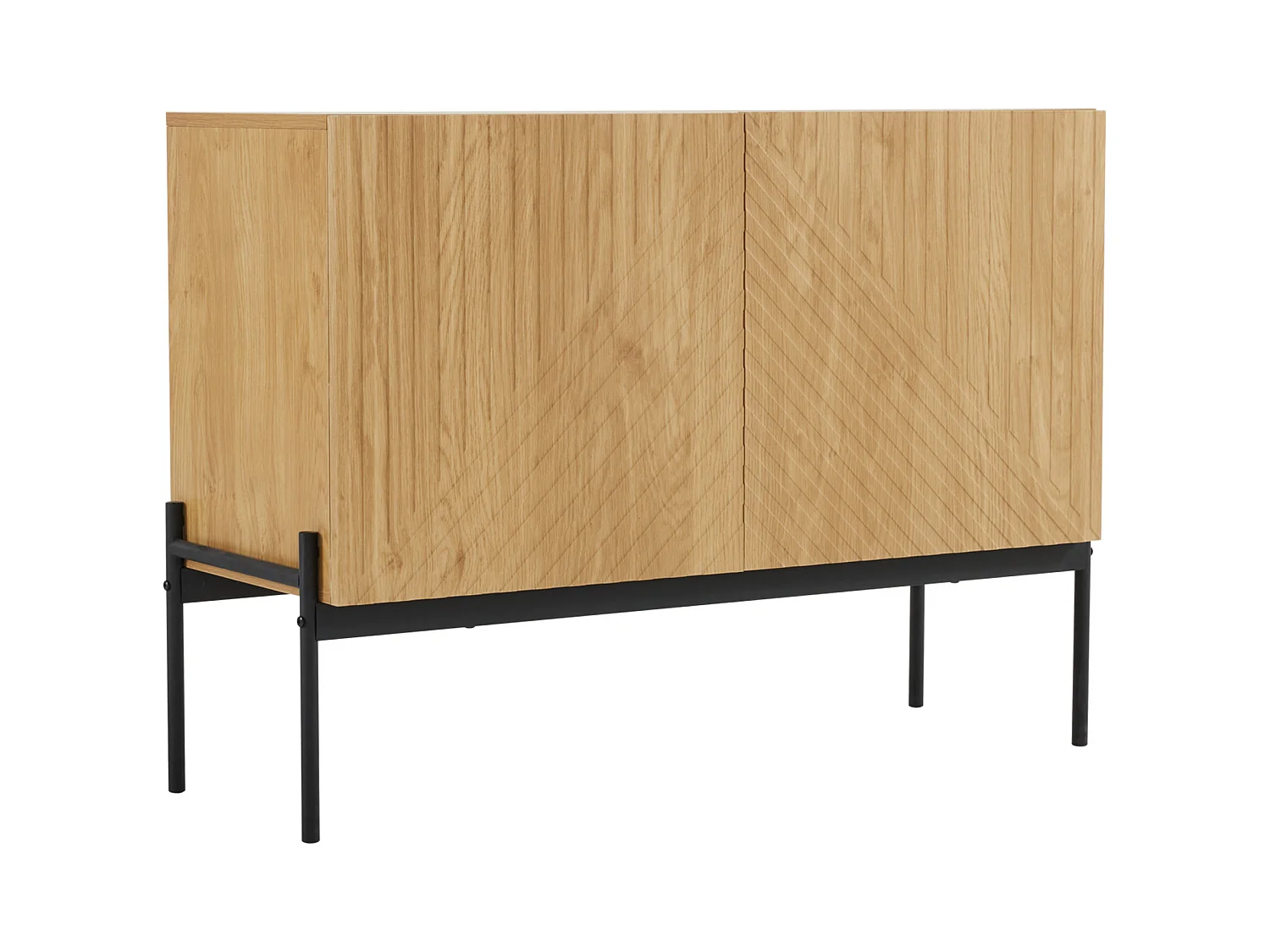 Aparador rectangular natural 100 cm - Aparador con 2 puertas y patas de metal - para comedor y salón