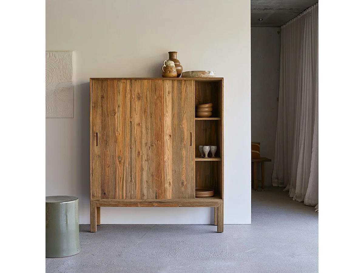 Bahut en bois de teck massif recyclé Elias 130 cm