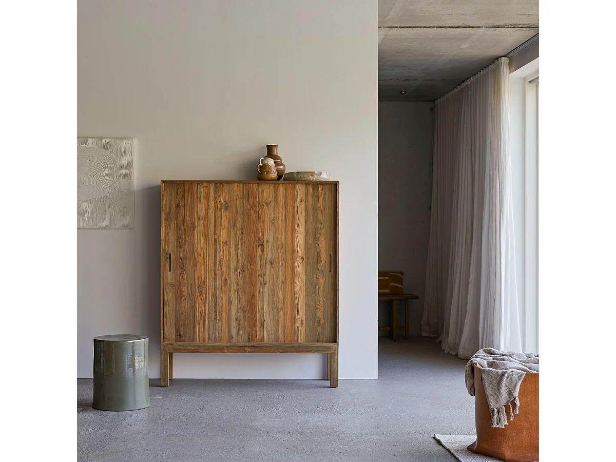Credenza in legno di teak massello riciclato Elias 130 cm