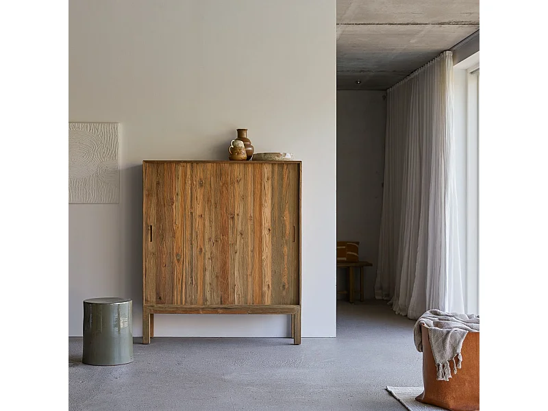 Anrichte aus massivem recycelten Teakholz Elias 130 cm