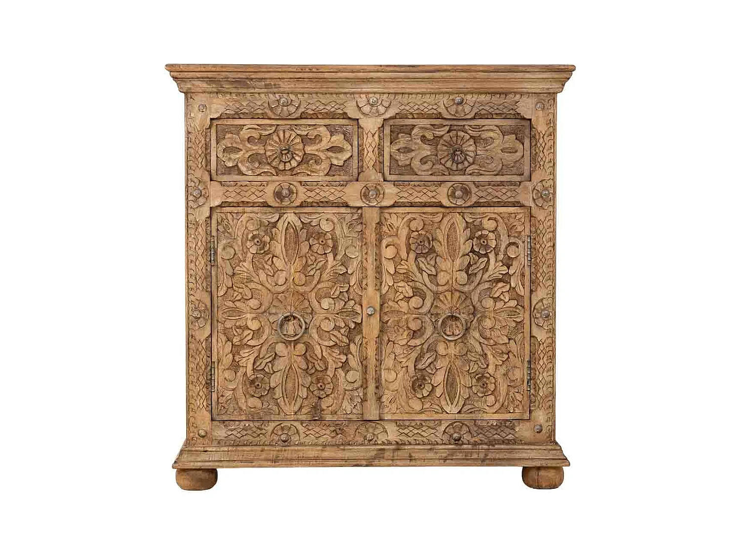 Buffet artisanal en bois marron, 90x40x90h cm