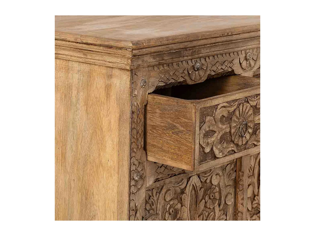 Buffet artisanal en bois marron, 90x40x90h cm