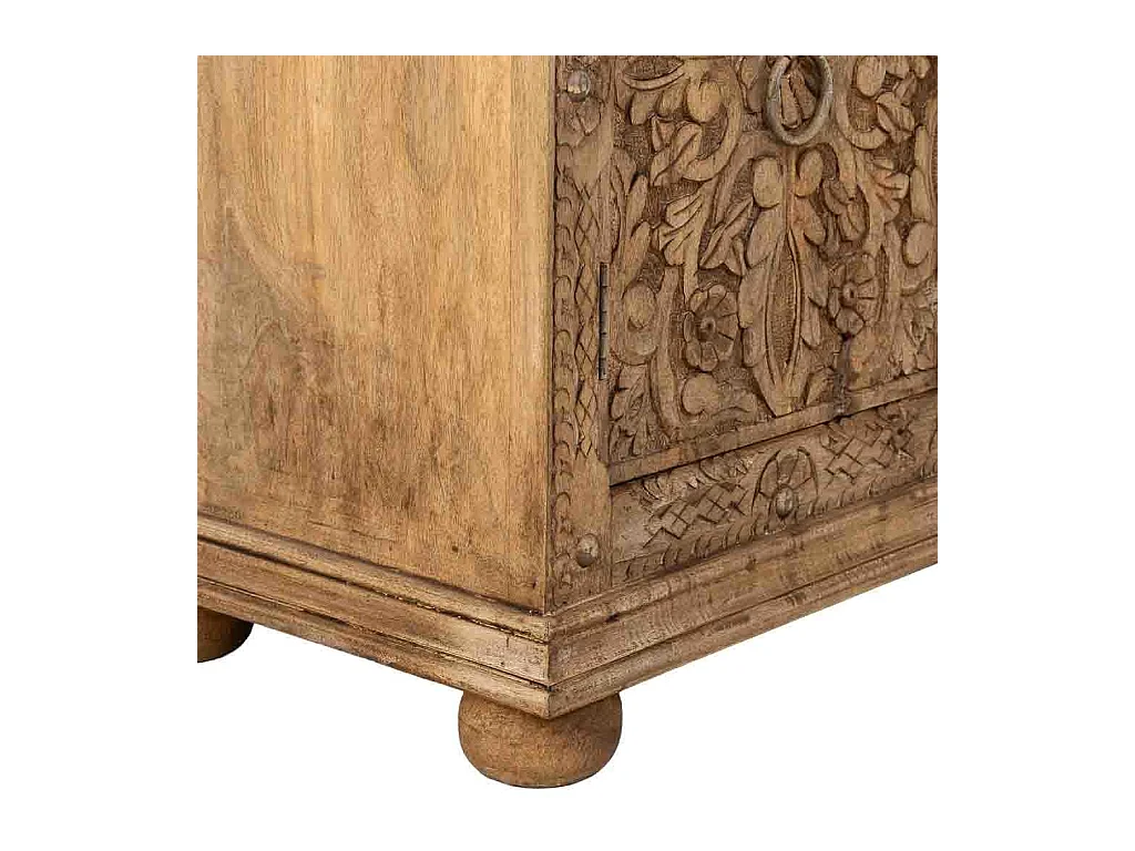 Buffet artisanal en bois marron, 90x40x90h cm