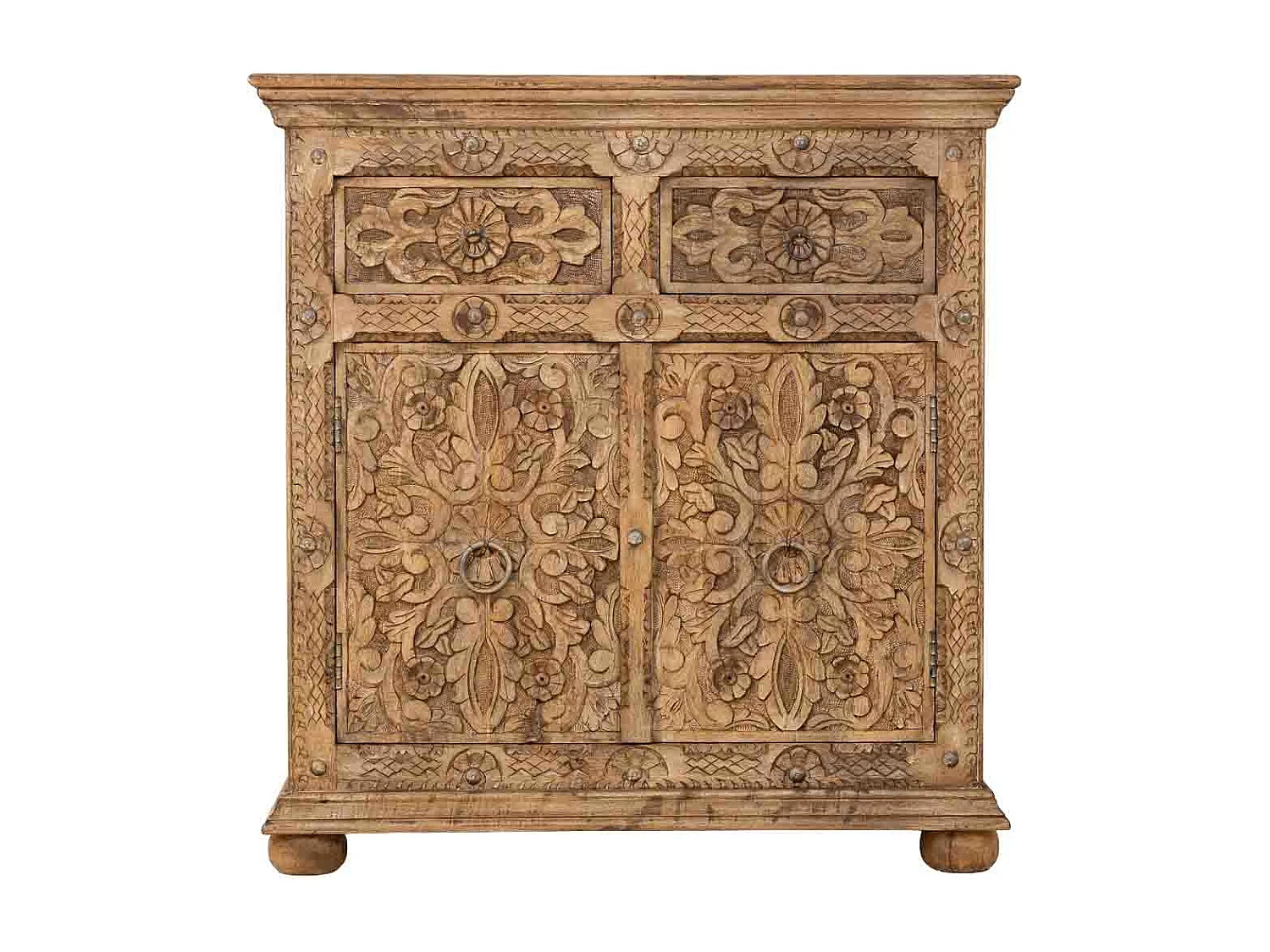 Buffet artisanal en bois marron, 90x40x90h cm