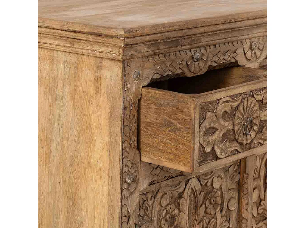 Buffet artisanal en bois marron, 90x40x90h cm