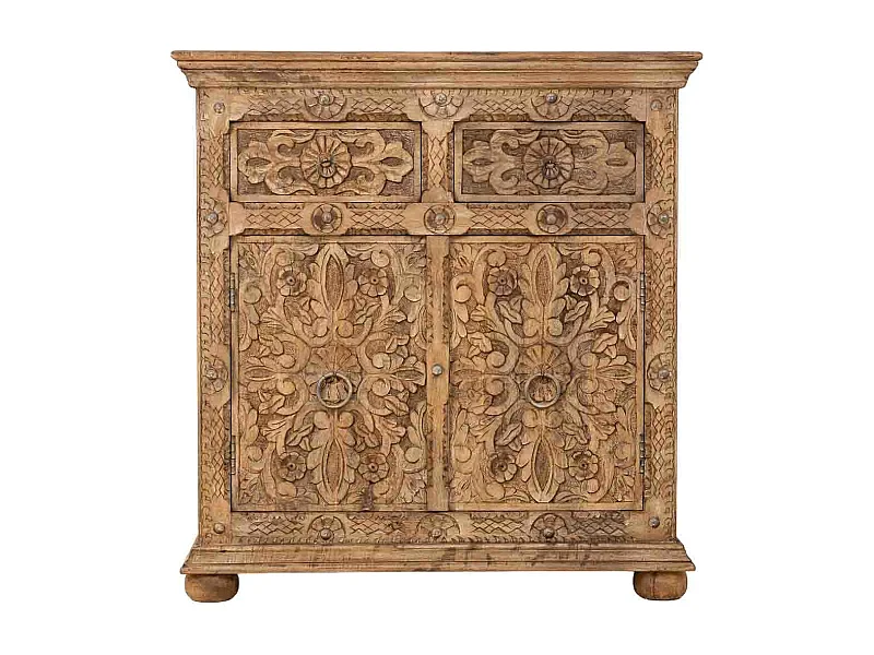 Buffet artisanal en bois marron, 90x40x90h cm