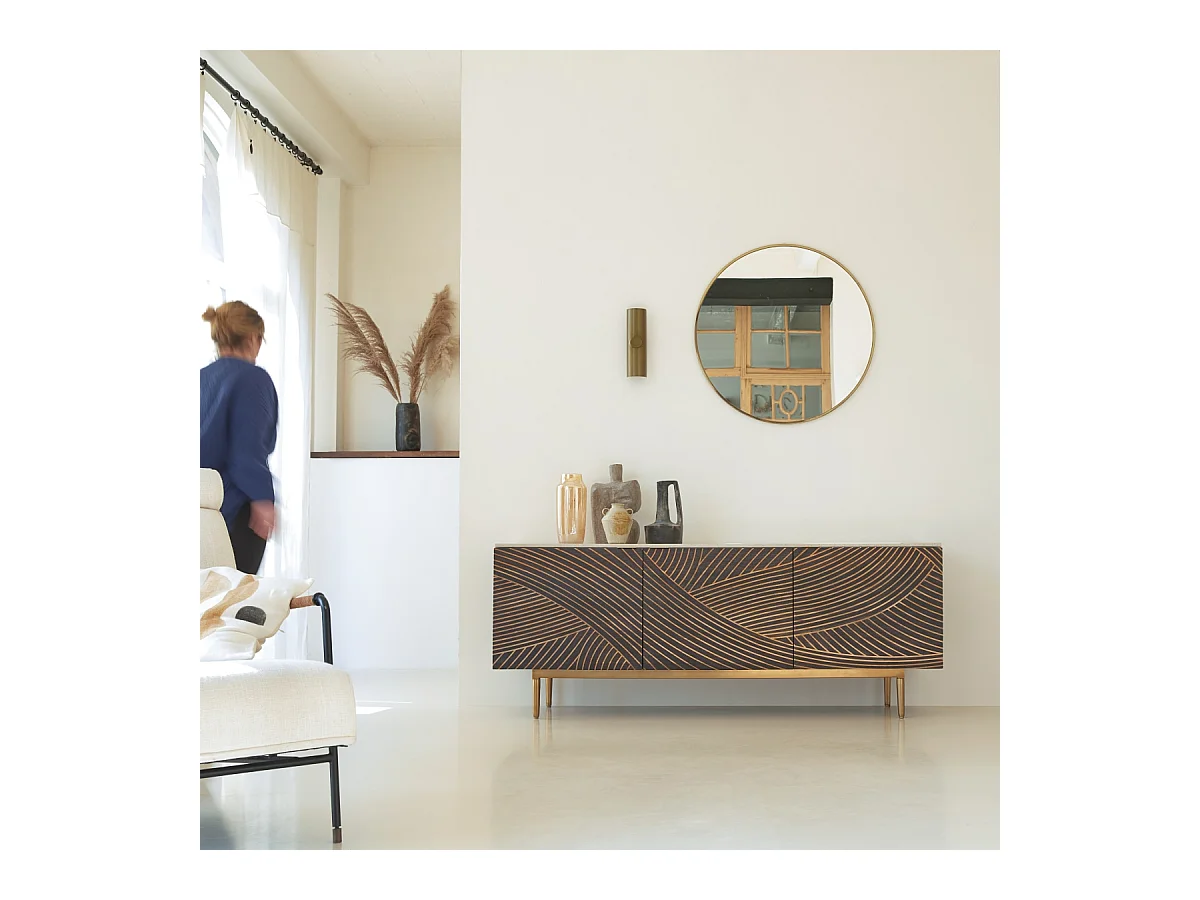 Buffet aus massivem Mangoholz und Terrazzo Bilal 180 cm