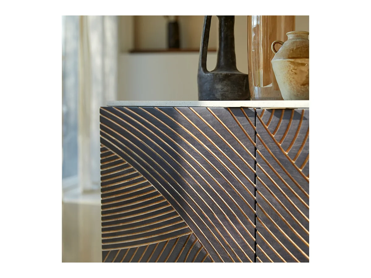 Buffet aus massivem Mangoholz und Terrazzo Bilal 180 cm