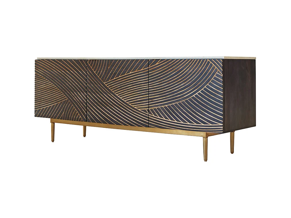 Buffet aus massivem Mangoholz und Terrazzo Bilal 180 cm