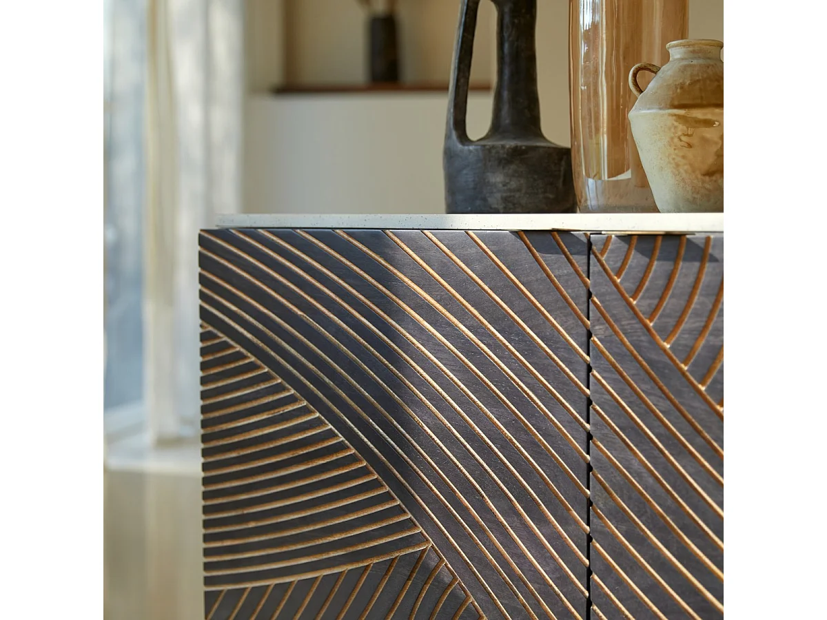 Buffet aus massivem Mangoholz und Terrazzo Bilal 180 cm