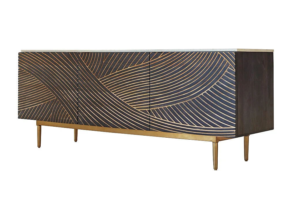 Buffet aus massivem Mangoholz und Terrazzo Bilal 180 cm